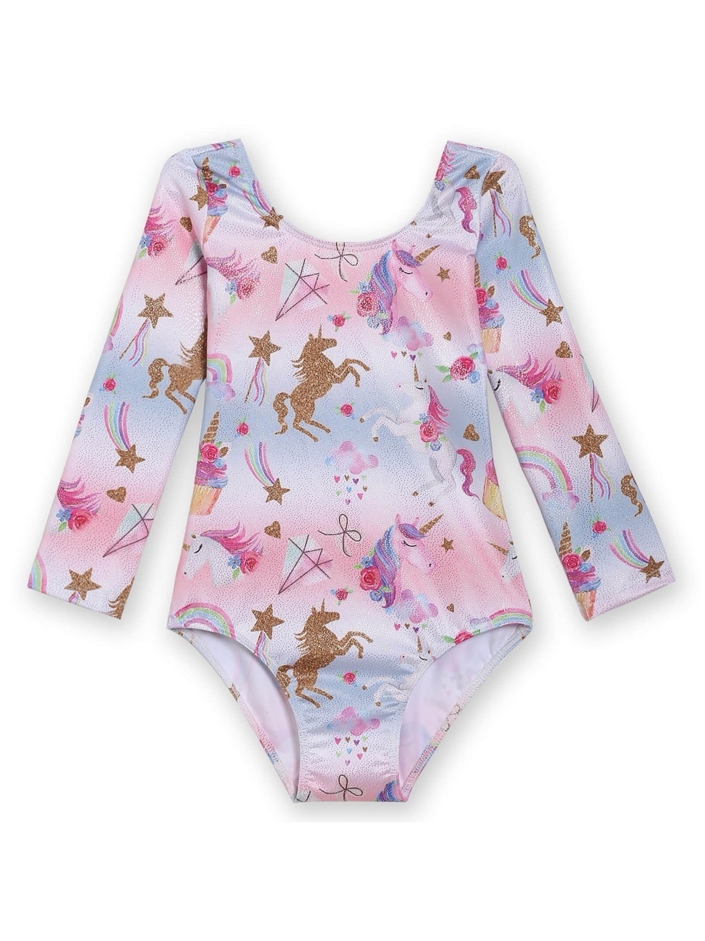 Sparkly Rainbow Long Sleeve Unicorn Gymnastics Leotard